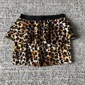 Material Girl Layered Mini Skirt Women's Size‎ XS Leopard Print Back zip